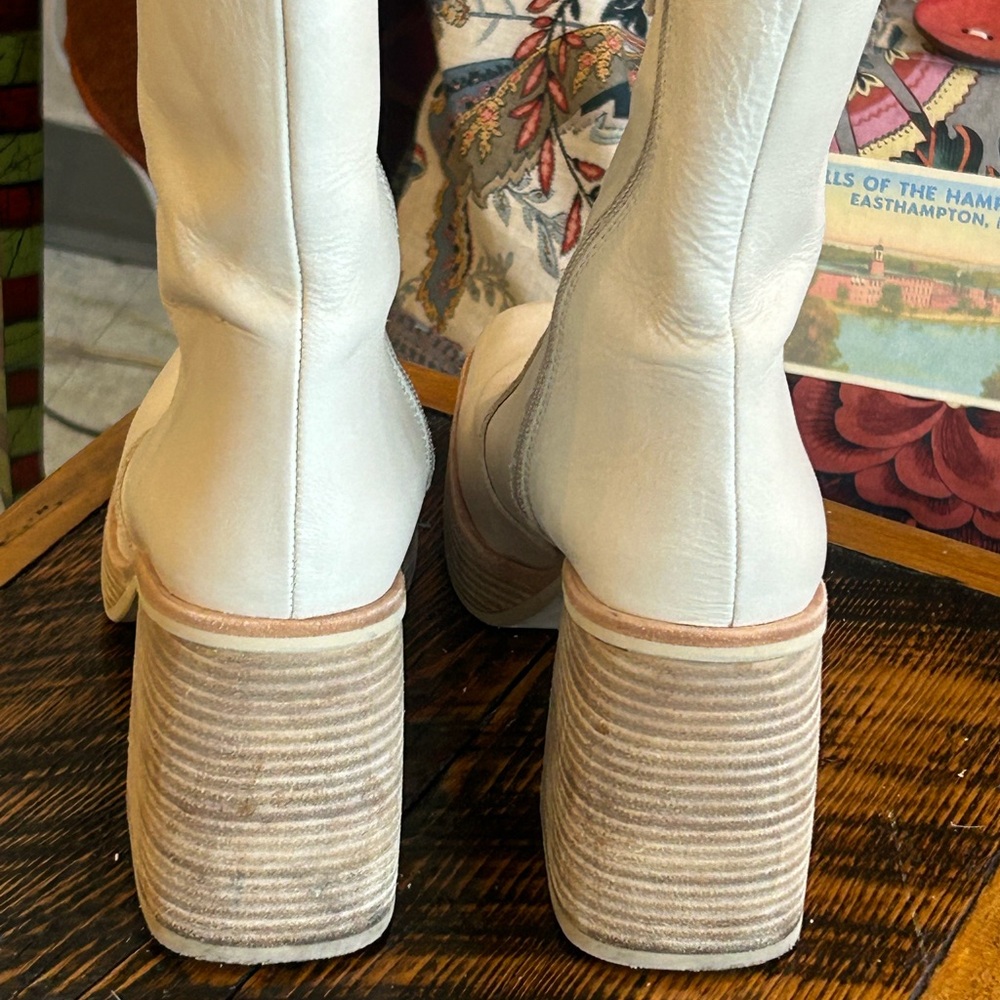 Free People Ruby Cream Platform Boot Leather Wood… - image 6